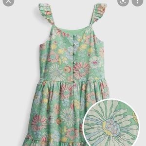 NWT Girls GAP Floral Dress, 4-5, Green